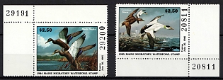 1984-85 Maine State Duck Stamps, United States Hunting Permit Stamps (Corner Margins, Plate Numbers)