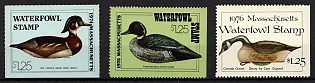 1974-76 1.25d Massachusetts State Duck Stamps, United States Hunting Permit Stamps