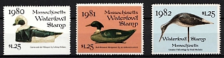 1980-82 1.25d Massachusetts State Duck Stamps, United States Hunting Permit Stamps
