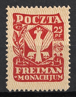 1945 25pf Freimann (Munich), Poland, DP Camp, Displaced Persons Camp