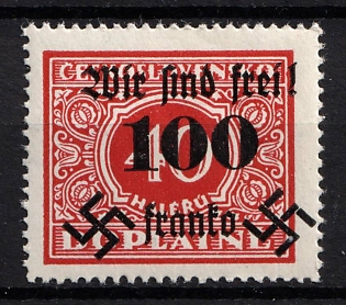 1938 100h on 40h Occupation of Rumburg, Sudetenland, Germany (Signed)