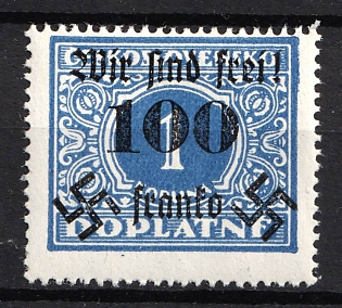 1938 100h on 1kc Occupation of Rumburg, Sudetenland, Germany (Signed)