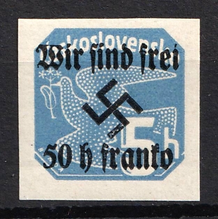 1938 50h on 5h Occupation of Rumburg, Sudetenland, Germany