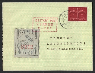 1945 (22 Jun) Netherlands, Rocket Mail Cover from Kaag to Amsterdam franked with 3c and vignette (Commemorative Postmark)