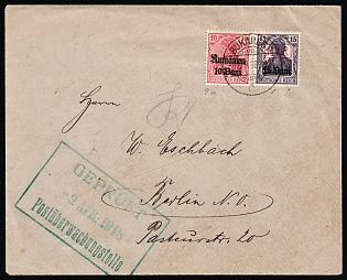 1918 (9 Apr) Romania, German Occupation, Germany, Censored Cover from Bucharest to Berlin franked with 10b and 15b
