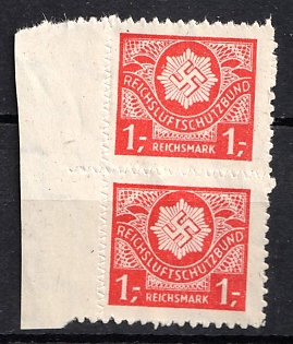1933-1945 1RM Reichs Air Protection League, Reich Air Defense League, Third Reich Nazi Germany Revenue Stamp