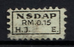 1933-1945 0.15RM NSDAP, NSDAP, Third Reich Nazi Germany Revenue Stamp