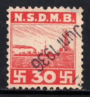 1936 N.S.D.M.B., NSDAP, Third Reich Nazi Germany Revenue Stamp