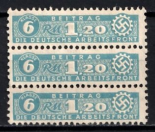 1933-1945 1.20RM Contribution to the German Labor Front, Insurance, Third Reich Nazi Germany Revenue Stamp
