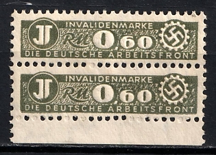 1933-1945 0.60RM Disability Stamp to the German Labor Front, Insurance, Third Reich Nazi Germany Revenue Stamp