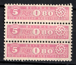 1933-1945 0.80RM Contribution to the German Labor Front, Insurance, Third Reich Nazi Germany Revenue Stamp