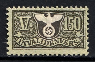1933-1945 Invalidenvers, Third Reich Nazi Germany Revenue Stamp
