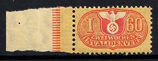 1933-1945 Invalidation Vers Two Weeks, Third Reich Nazi Germany Revenue Stamp