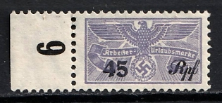 1933-1945 45Rpf Worker's Holiday Stamp, Third Reich Nazi Germany Revenue Stamp