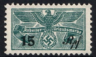 1933-1945 15Rpf Worker's Holiday Stamp, Third Reich Nazi Germany Revenue Stamp