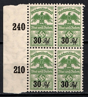 1933-1945 30Rpf Reichsnahfi and Blood and Soil, Third Reich Nazi Germany Revenue Stamp
