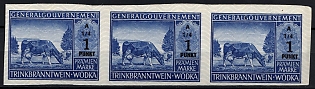 1933-1945 1Punkt General Government Drinking Spirits Vodka, Poland General Government Reward Stamp, Third Reich Nazi Germany Revenue Stamp