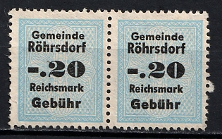 1933-1945 0.20RM Rohrsdorf Municipality Reichsmark Fee, Third Reich Nazi Germany Revenue Stamp