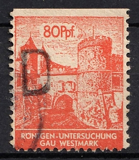 1933-1945 80Rpf X-ray Examination Gau Westmark, Third Reich Nazi Germany Revenue Stamp