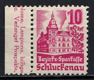 1933-1945 10Pf District Savings Bank, Schluckenau, Third Reich Nazi Germany Revenue Stamp