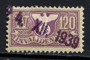 1939 Invalidens' Money, Third Reich Nazi Germany Revenue Stamp