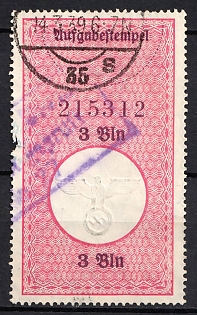 1939 Postal Stamp, Third Reich Nazi Germany Revenue Stamp