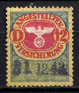 1943 Employees' Insurance, Third Reich Nazi Germany Revenue Stamp