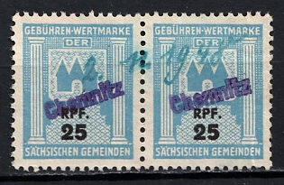 1933-1945 25Rpf Fee Stamp for Saxon Municipalities, Third Reich Nazi Germany Revenue Stamp