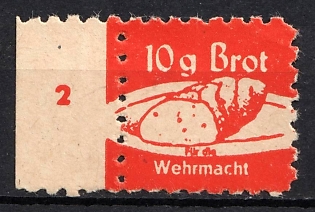 1933-1945 10g Bread Wehrmacht, Food and Goods Stamp, Third Reich Nazi Germany