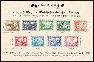 1933 'Richard Wagner Welfare Stamps 1933. Official Postage Stamps for Franking all Mail', Third Reich Nazi Germany Propaganda Label Stamp