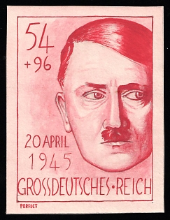1945 Unknow Artist's Essay, Adolf Hitler, '20 April 1945 Great German Empire', Third Reich Nazi Germany Propaganda