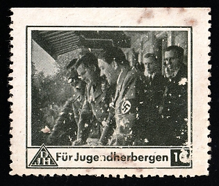 1933-1945 'For Youth Hostels', Adolf Hitler, Third Reich Nazi Germany Propaganda Label Stamp