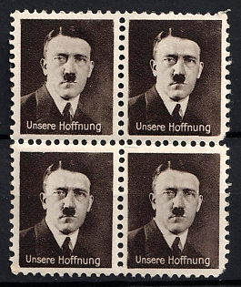 1933-1945 'Our Hope', Adolf Hitler, Third Reich Nazi Germany Propaganda Label Stamp