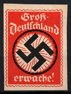 1933-1945 'Great Germany, Awaken!', Large Swastika, Private Issue Label Stamp