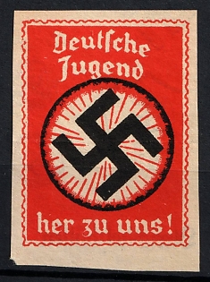 1933-1945 'German Youth, Join Us!', Large Swastika, Private Issue Label Stamp