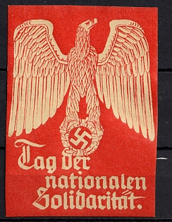 1933-1945 'Day of National Solidarity', Swastika, Third Reich Nazi Germany Propaganda Label Stamp