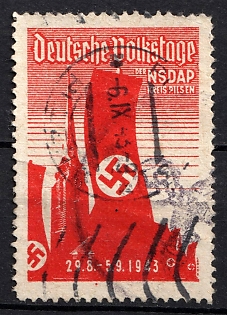 1943 'German National Days NSDAP', Swastika, Third Reich Nazi Germany Propaganda Label Stamp