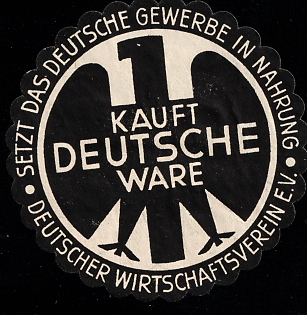 1933-1945 'Supply German Industry. Buy German Goods', Swastika, Third Reich Nazi Germany Propaganda Label Stamp