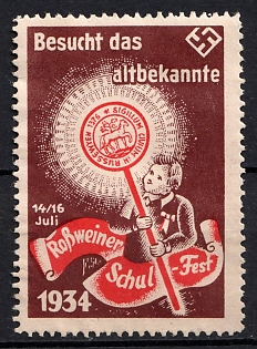 1934 'Visit the Well-Known', Swastika, Third Reich Nazi Germany Propaganda Label Stamp
