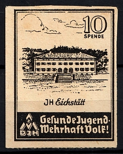 1933-1945 'Century Eichstatt Found Youth. Defensive People!', Swastika, Third Reich Nazi Germany Propaganda Label Stamp
