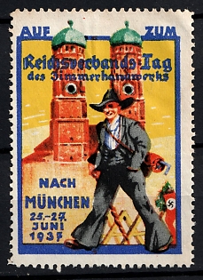 1937 'Reich Association of Crafts Day', Swastika, Third Reich Nazi Germany Propaganda Label Stamp