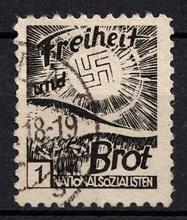 1933-1945 'Freedom and Bread', NSDAP, Third Reich Nazi Germany Propaganda Label Stamp