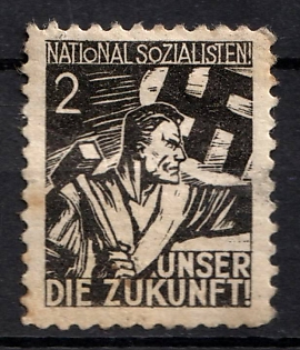 1933-1945 'National Socialists! Our Future!', NSDAP, Third Reich Nazi Germany Propaganda Label Stamp