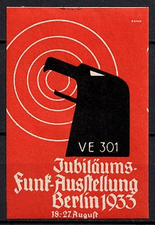 1933 'Anniversary Radio Exhibition Berlin 1933', Third Reich Nazi Germany Propaganda Label Stamp