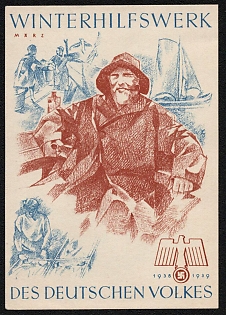 1938-1939 'Winter Relief Organization of the German People', Third Reich Nazi Germany Propaganda Label Stamp