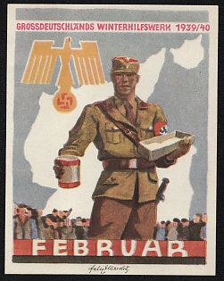1939-1940 'Greater Germany's Winter Relief Organization 1939-40', Third Reich Nazi Germany Propaganda Label Stamp