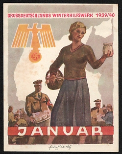 1939-1940 'Greater Germany's Winter Relief Organization 1939-40', Third Reich Nazi Germany Propaganda Label Stamp