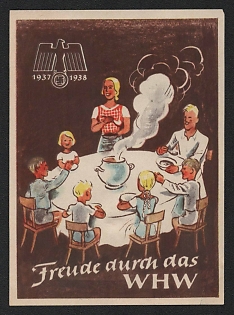 1937-1938 'Joy through the Whw', Third Reich Nazi Germany Propaganda Label Stamp