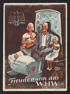 1937-1938 'Joy through the Whw', Third Reich Nazi Germany Propaganda Label Stamp