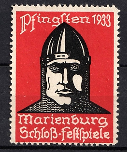 1933 'Pentecost 1933 Marienburg Castle Festival', WWII German Army Military, Third Reich Nazi Germany Propaganda Label Stamp